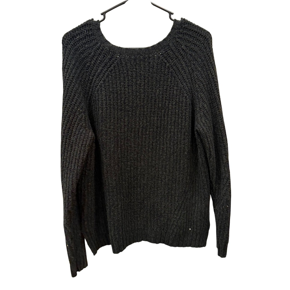 American Eagle Ahh-mazingly Soft Charcoal Grey Ribbed Knit Sweater Large L - Picture 5 of 6